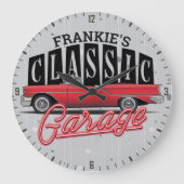 Aangepaste naam Faux Neon Classic Car Paps Garage Grote Klok (Voorkant)