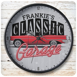 Aangepaste naam Faux Neon Classic Car Paps Garage Grote Klok