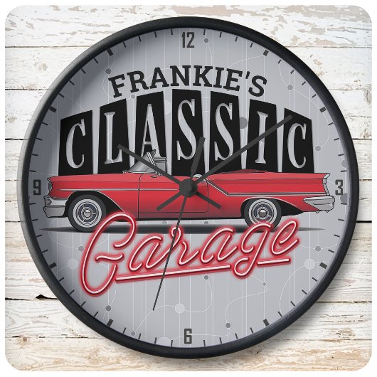 Aangepaste naam Faux Neon Classic Car Paps Garage Grote Klok