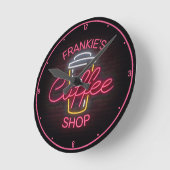 Aangepaste naam Faux Neon Sign Retro Coffee Winkel Ronde Klok (Hoek)