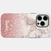 Aangepaste naam Faux Roos Gouden Glitter Wit Marme Case-Mate iPhone Case (Achterkant (horizontaal))