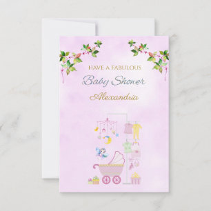 Aangepaste naam Fee Roze Wieg Baby Shower