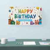 Aangepaste naam feest achtergrond met schattige be spandoek (Beurs)