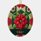 Aangepaste Naam Feestelijke Bloemen Patchwork Poin Keramisch Ornament (Rechts)