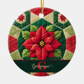 Aangepaste Naam Feestelijke Bloemen Patchwork Poin Keramisch Ornament (Voorkant)