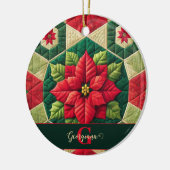 Aangepaste Naam Feestelijke Bloemen Patchwork Poin Keramisch Ornament (Links)