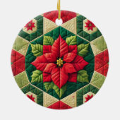 Aangepaste Naam Feestelijke Bloemen Patchwork Poin Keramisch Ornament (Achterkant)