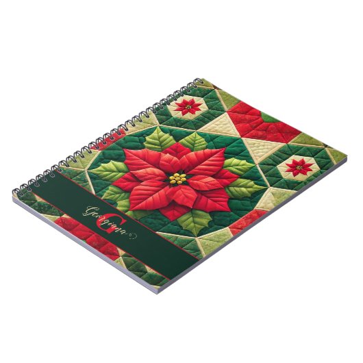 Aangepaste Naam Feestelijke Bloemen Patchwork Poin Notitieboek (Linkerzijde)