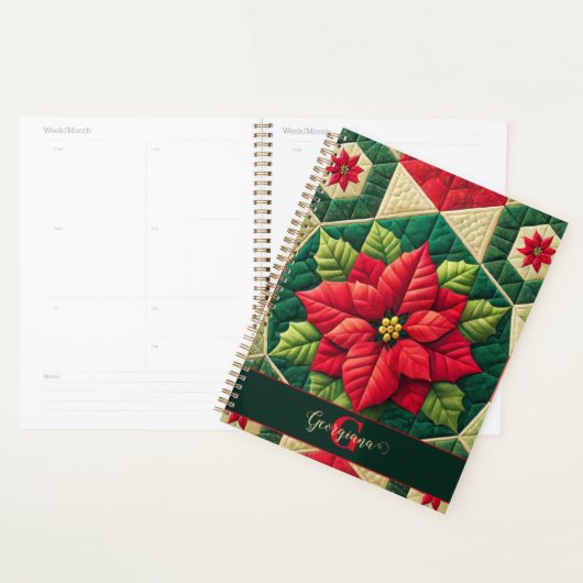 Aangepaste Naam Feestelijke Bloemen Patchwork Poin Planner (Display)