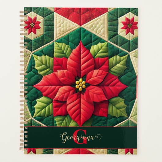 Aangepaste Naam Feestelijke Bloemen Patchwork Poin Planner (Voorkant)