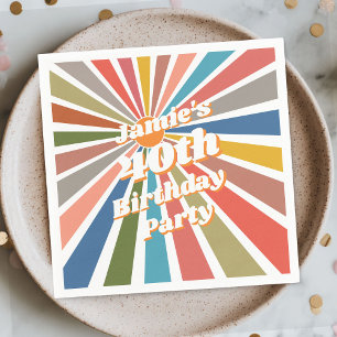 Aangepaste naam feesttafel decor leuk retro regenb servet