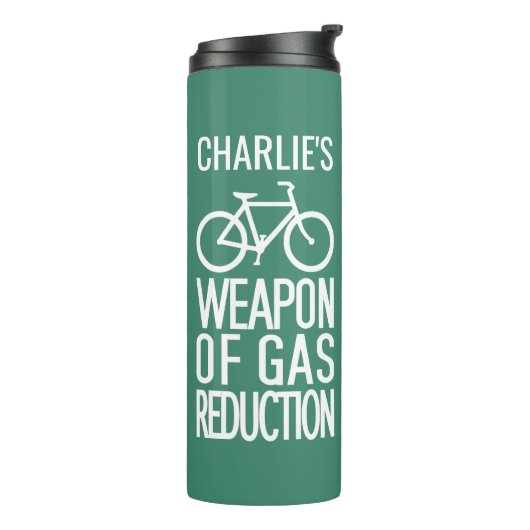 Aangepaste naam fiets en kleurtumbler thermosbeker (Gedraaid links)