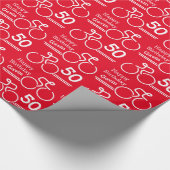 Aangepaste naam: fietser rood 50e verjaardagscrap cadeaupapier (Hoek)