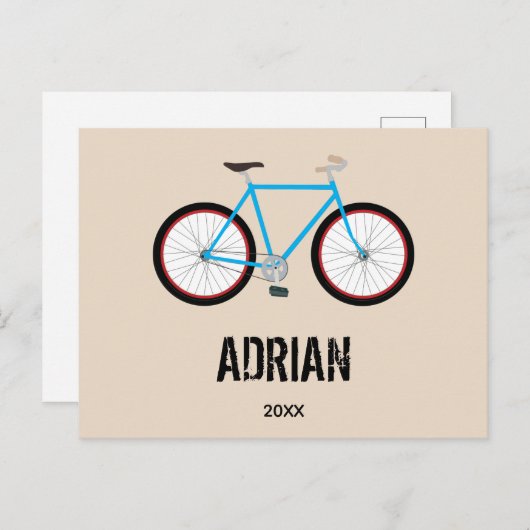 Aangepaste naam fietsontwerp feestdagenkaart (Voorkant / Achterkant)