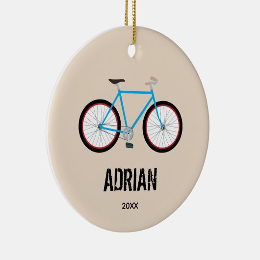 Aangepaste naam fietsontwerp keramisch ornament (Rechts)