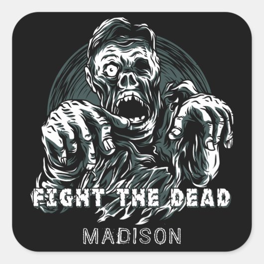 Aangepaste naam "Fight The Dead" Zombie stickers (Voorkant)