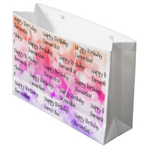 Aangepaste naam Fijne verjaardag Leuk Kleurrijk He Groot Cadeauzakje
