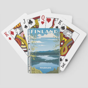 Aangepaste naam Finland Natuur Illustratie Pokerkaarten