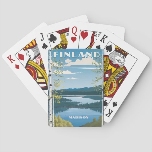 Aangepaste naam Finland Natuur Illustratie Pokerkaarten (Achterkant)