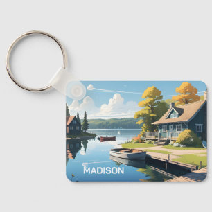 Aangepaste naam Finland Natuur Illustratie Sleutelhanger