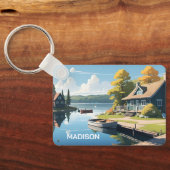 Aangepaste naam Finland Natuur Illustratie Sleutelhanger (Achterkant)