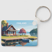 Aangepaste naam Finland Natuur Illustratie Sleutelhanger (Voorkant)