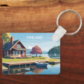 Aangepaste naam Finland Natuur Illustratie Sleutelhanger (Voorkant)