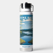 Aangepaste naam Finland Natuur Illustratie Waterfles (Achterkant)