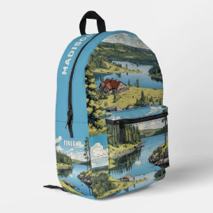 Aangepaste naam Finland Natuur Illustraties Bedrukte Rugzak