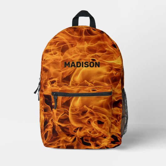 Aangepaste naam Fire Flames Bedrukte Rugzak (Voorkant)