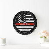 Aangepaste NAAM FireFighter Thin Red Line Fire Sta Grote Klok (Huis)