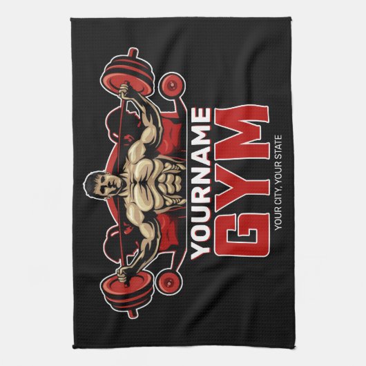 Aangepaste naam Fitness Home GYM Weight Lifting Theedoek (Verticaal)