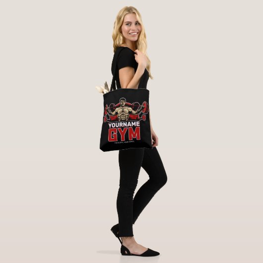 Aangepaste naam Fitness Home GYM Weight Lifting Tote Bag (Op model)