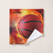 Aangepaste naam Flaming Basketball Bad Handdoek (Wasdoekje)