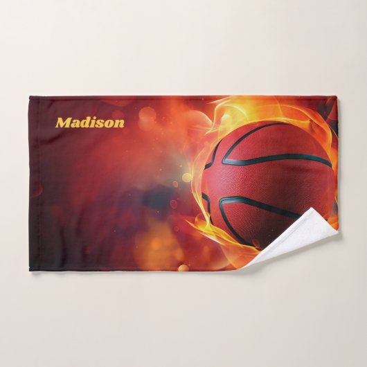 Aangepaste naam Flaming Basketball Bad Handdoek (Handdoek)