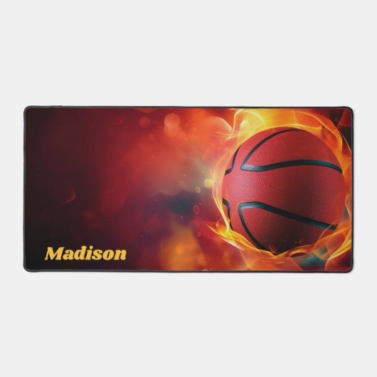 Aangepaste naam Flaming Basketball Bureaumat (Voorkant)