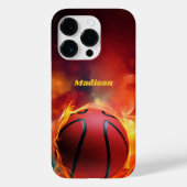 Aangepaste naam Flaming Basketball Case-Mate iPhone Case (Achterkant)