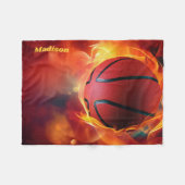 Aangepaste naam Flaming Basketball Fleece Deken (Voorkant (Horizontaal))