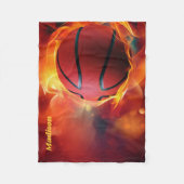Aangepaste naam Flaming Basketball Fleece Deken (Voorkant)