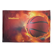 Aangepaste naam Flaming Basketball Kussensloop (Achterkant)