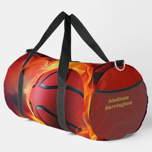 Aangepaste naam Flaming Basketball Plunjezak (Rechterhoek)