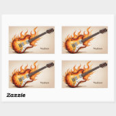 Aangepaste naam Flaming Guitar Rechthoekige Sticker (Vel)