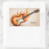 Aangepaste naam Flaming Guitar Rechthoekige Sticker (Tas)