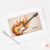 Aangepaste naam Flaming Guitar Rechthoekige Sticker (Envelop)