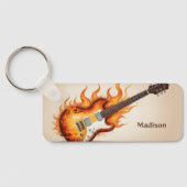 Aangepaste naam Flaming Guitar Sleutelhanger (Achterkant)