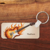 Aangepaste naam Flaming Guitar Sleutelhanger (Voorkant)