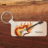 Aangepaste naam Flaming Guitar Sleutelhanger (Achterkant)