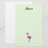Aangepaste naam flamingo green polka stits briefpapier (Voorkant / Achterkant)
