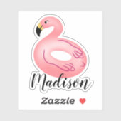 Aangepaste naam Flamingo Pool Float Sticker (Vel)
