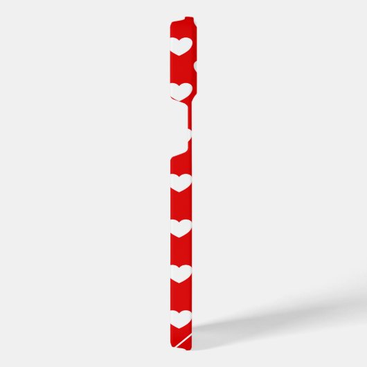 Aangepaste naam, Flashy rood en wit harten iPhone Hoesje (Rechterkant)